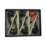 DISPLAY OF 6 RESIN WOOD PIPES.  THE BACK TO BASICS COLLECTION