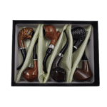 DISPLAY OF 6 RESIN WOOD PIPES. THE ECLECTIC COLLECTION