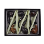 DISPLAY OF 6 RESIN WOOD PIPES. THE SMOKERS LOUNGE COLLECTION