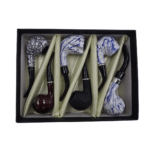 DISPLAY OF 6 RESIN WOOD PIPES. THE TOUCH OF BLUE COLLECTION