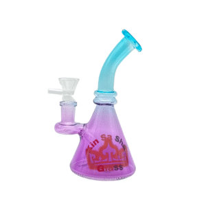 6 INCH 5 MM KIN SA SHA RIG, COMES WITH BOWL AND BANGER, BLUE PURPLE