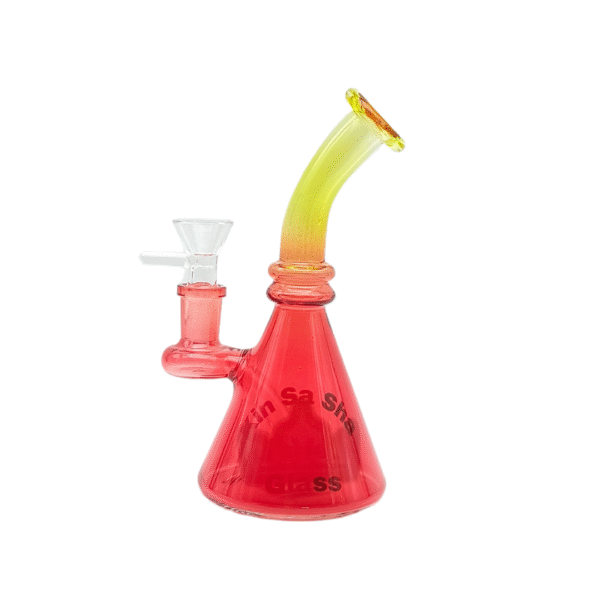 6 INCH 5 MM KIN SA SHA RIG, COMES WITH BOWL AND BANGER,YELLOW RED