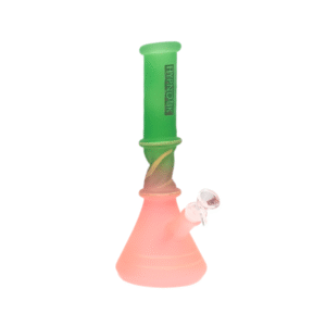 HYPNOTIK 10 INCH COLOR CRAZE NEON SPIRAL BONG, GREEN PEACH