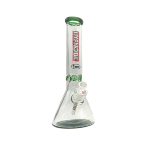 HYPNOTIK 14 INCH 7 MM BONG WITH WITH MATCHING MOUTH PIECE, BASE, AND ICE CATCHER, GREEN