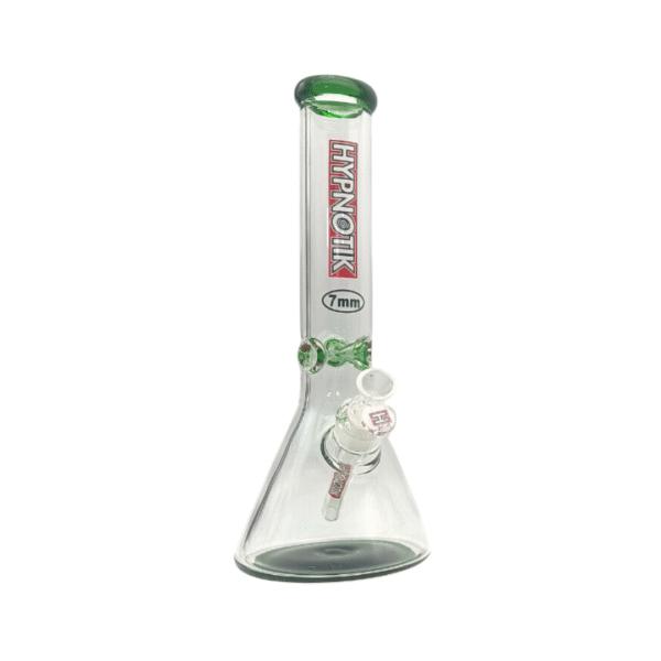 HYPNOTIK 14 INCH 7 MM BONG WITH WITH MATCHING MOUTH PIECE, BASE, AND ICE CATCHER, GREEN