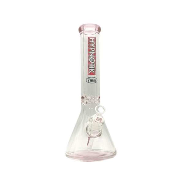 HYPNOTIK 14 INCH 7 MM BONG WITH WITH MATCHING MOUTH PIECE, BASE, AND ICE CATCHER, PINK