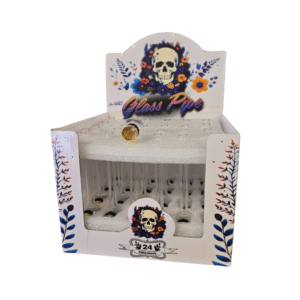 DISPLAY OF 24 GLASS PIPES WITH METAL FILTER