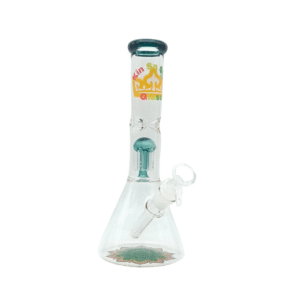 11 INCH 5 MM KIN SA SHA BEAKER BONG WITH MATCHING COLORED PERC, DARK GREEN