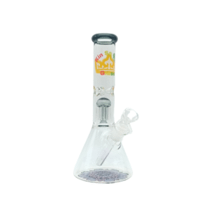 11 INCH 5 MM KIN SA SHA BEAKER BONG WITH MATCHING COLORED PERC, SMOKE