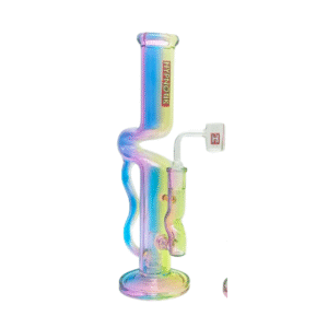 HYPNOTIK 12 INCH AURORA PRISM COIL RIG WITH BANGER, ELECTRO PINK GREEN