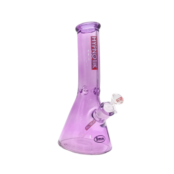 HYPNOTIK 12 INCH 9 MM CURVED NECK BEAKER BONG, PURPLE