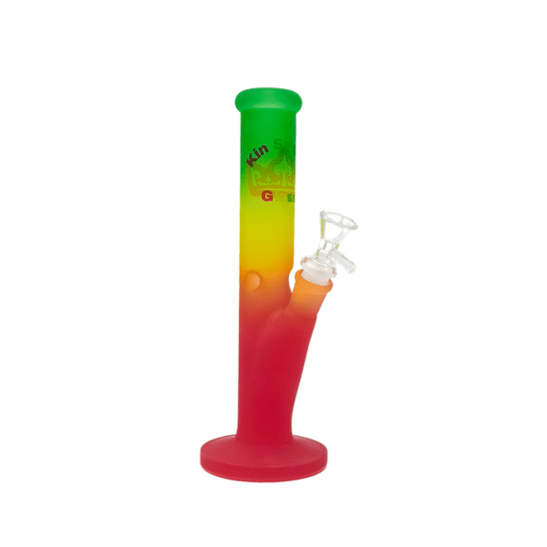 10 INCH 5 MM KIN SA SHA COLORED STRAIGHT TUBE BONG, GREEN RED YELLOW
