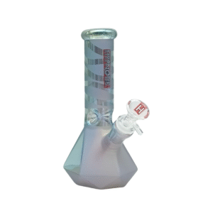 HYPNOTIK 8 INCH DIAMOND BEAKER BONG, GREEN SILVER