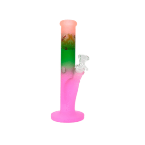 10 INCH 5 MM KIN SA SHA COLORED STRAIGHT TUBE BONG, PEACH GREEN PINK