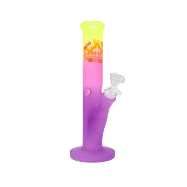 10 INCH 5 MM KIN SA SHA COLORED STRAIGHT TUBE BONG, YELLOW PINK PURPLE