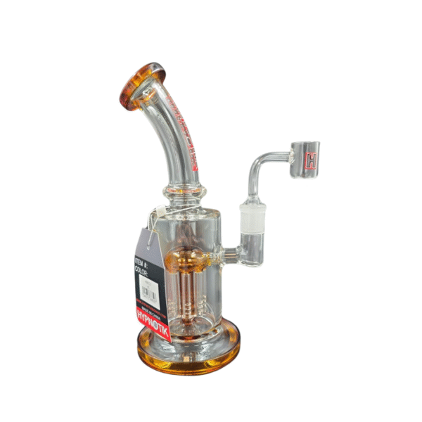 HYPNOTIK 8 INCH RIG WITH MATCHING SHOWER PERK, COMES WITH BANGER, GOLD