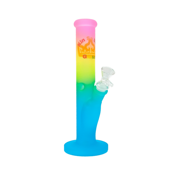 10 INCH 5 MM KIN SA SHA COLORED STRAIGHT TUBE BONG, PINK YELLOW BLUE