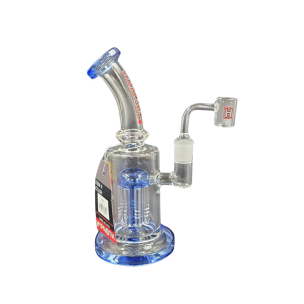 HYPNOTIK 8 INCH RIG WITH MATCHING SHOWER PERK, COMES WITH BANGER, BLUE