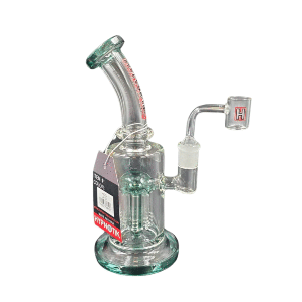 HYPNOTIK 8 INCH RIG WITH MATCHING SHOWER PERK, COMES WITH BANGER, GREEN