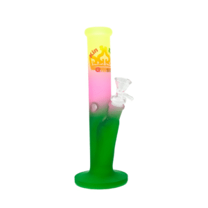 10 INCH 5 MM KIN SA SHA COLORED STRAIGHT TUBE BONG, YELLOW PINK GREEN
