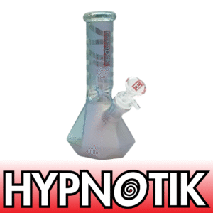 8 INCH HYPNOTIK DIAMOND BEAKER BONG, GREEN SILVER