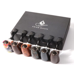 DISPLAY OF 6 RESIN WOOD PIPES. THE FLAT BASE COLLECTION