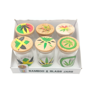 DISPLAY OF GLASS STASH CONTAINERS, LARGE