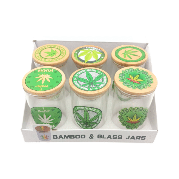 DISPLAY OF GLASS STASH CONTAINERS, EXTRA LARGE