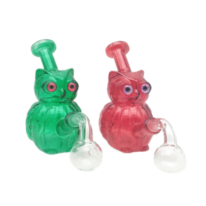 5 INCH OWL BUBBLE BONG, GREEN