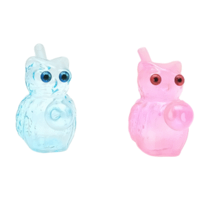4.5 INCH LARGE EYED OWL BUBBLE BONG, PINK