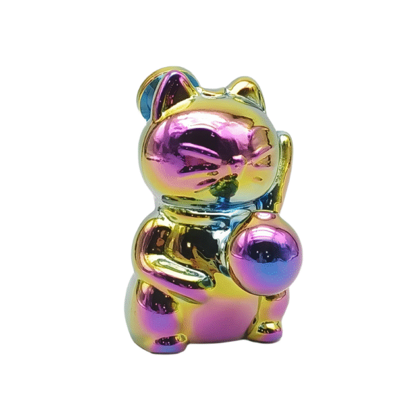 5.5 INCH RAINBOW SHINNY KITTY WITH PAW IN AIR BUBBLE BONG