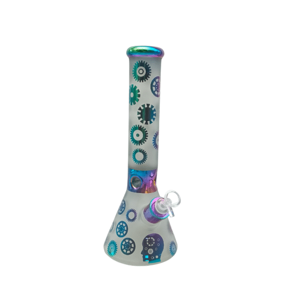 14 INCH 7 MM HEAVY DUTY SANDBLASTED GEARS OF THE MIND BONG