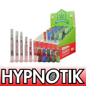 DISPLAY OF 36 HYPNOTIK COLORED DOWNSTEMS WITH PERK END