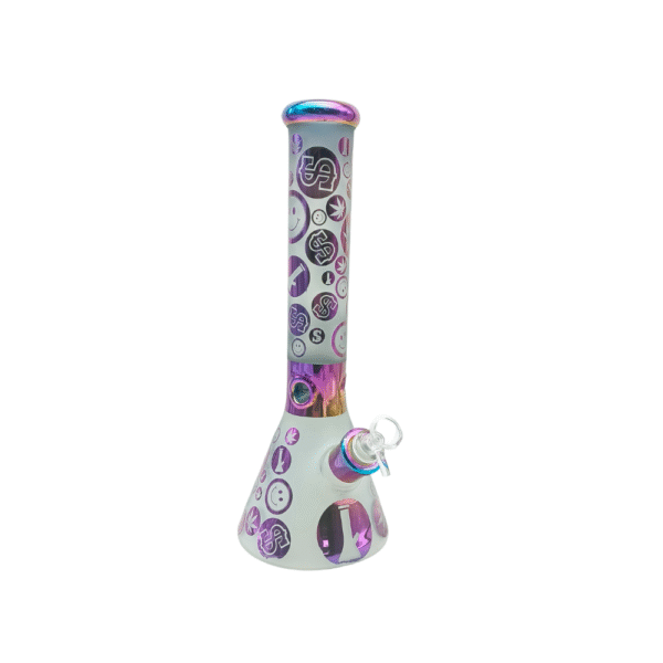 14 INCH 7 MM HEAVY DUTY SANDBLASTED HAPPY MONEY VIBEZ BONG