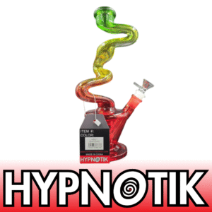 HYPNOTIK 12 INCH TWISTED CURRENTS ZONG, GREEN YELLOW RED