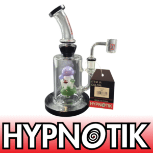 HYPNOTIK 8 INCH FIELD OF MUSHROOMS RIG WITH BANGER, BLACK