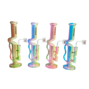 HYPNOTIK 12 INCH AURORA PRISM COIL RIG WITH BANGER, ELECTRO RED GREEN