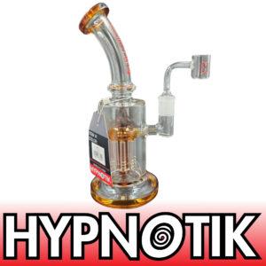 HYPNOTIK 8 INCH RIG WITH MATCHING SHOWER PERK, COMES WITH BANGER, GOLD