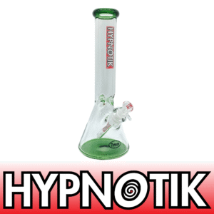 14 INCH 7 MM HYPNOTIK BONG WITH WITH MATCHING MOUTH PIECE, BASE, AND ICE CATCHER, GREEN