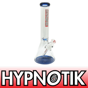 14 INCH 7 MM HYPNOTIK BONG WITH WITH MATCHING MOUTH PIECE, BASE, AND ICE CATCHER, BLUE