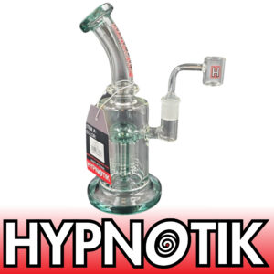 HYPNOTIK 8 INCH RIG WITH MATCHING SHOWER PERK, COMES WITH BANGER, GREEN