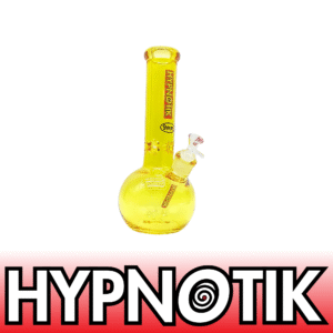 12 INCH 9 MM HYPNOTIK FULL COLORED ROUND BASE BONG, YELLOW