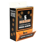 DISPLAY OF 100 PACKS OF BRASS SCREENS, 5 SCREENS PER PACK