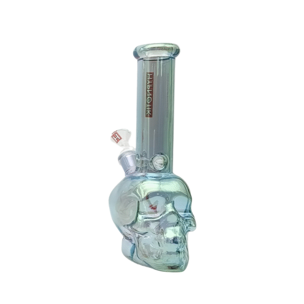 HYPNOTIK 8 INCH SKULL BASE BONG, TRANS GREEN