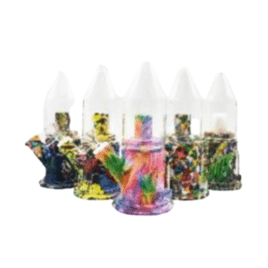 8 INCH SILICONE AND GLASS VOLCANO BONG, SOLD AS ASSORTED COLORS