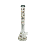 18 INCH 7 MM HEAVY BASE RAINBOW POT LEAF BONG WITH MATCHING PERK, SMOKE
