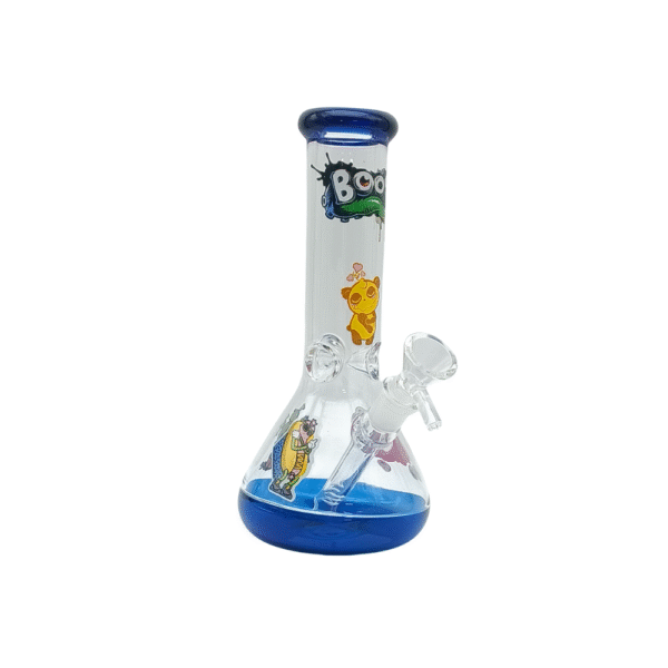 8 INCH 5 MM HAPPY CARTOON MONSTER BEAKER BONG, BLUE