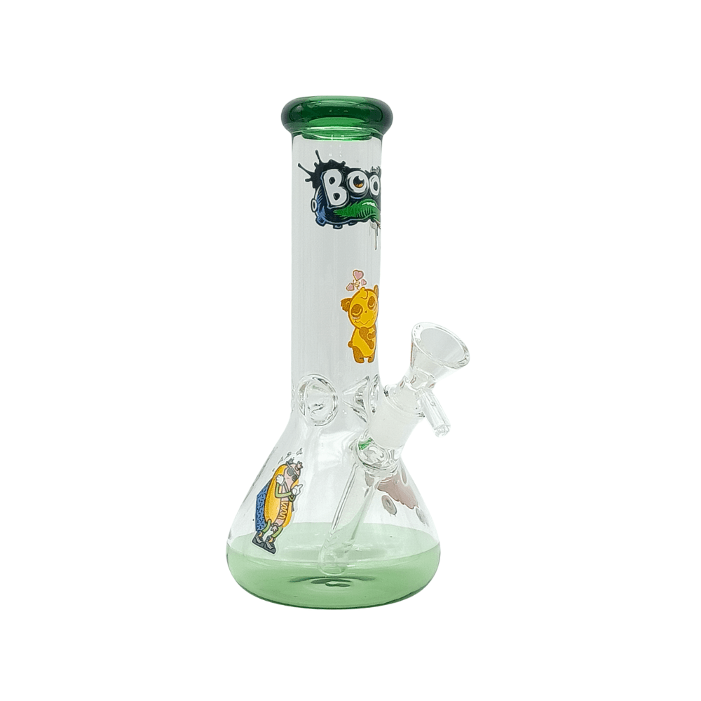 8 INCH 5 MM HAPPY CARTOON MONSTER BEAKER BONG, GREEN