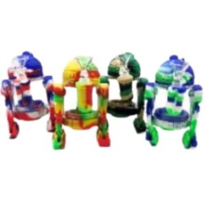 5.5 INCH SILICONE BONG WITH GLASS CENTER, SOLD AS ASSORTED COLORS