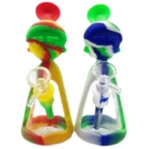7.5 INCH SILICONE RM MORTY BONG WITH FLASS CENTER, SOLD AS ASSORTED COLORS